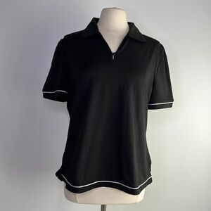 Belle Pogue NWT knit black golf collared polo top size XL